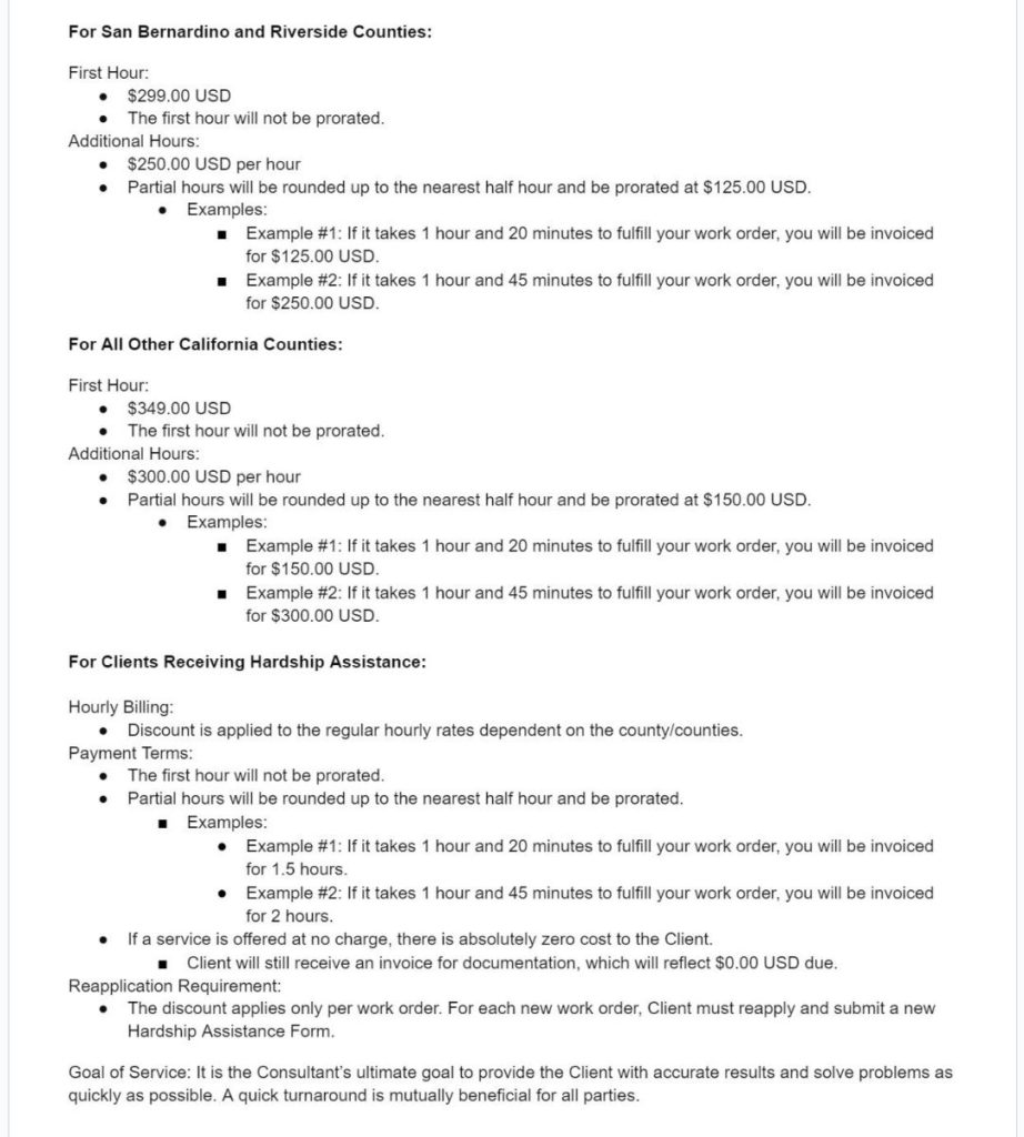 Page 2 of Terms of Service Agreement